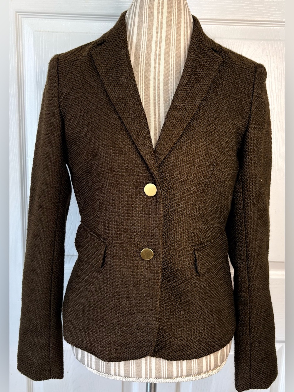 ANN TAYLOR Chocolate Brown Woven Tweed Blazer Jacket NWT Size 6